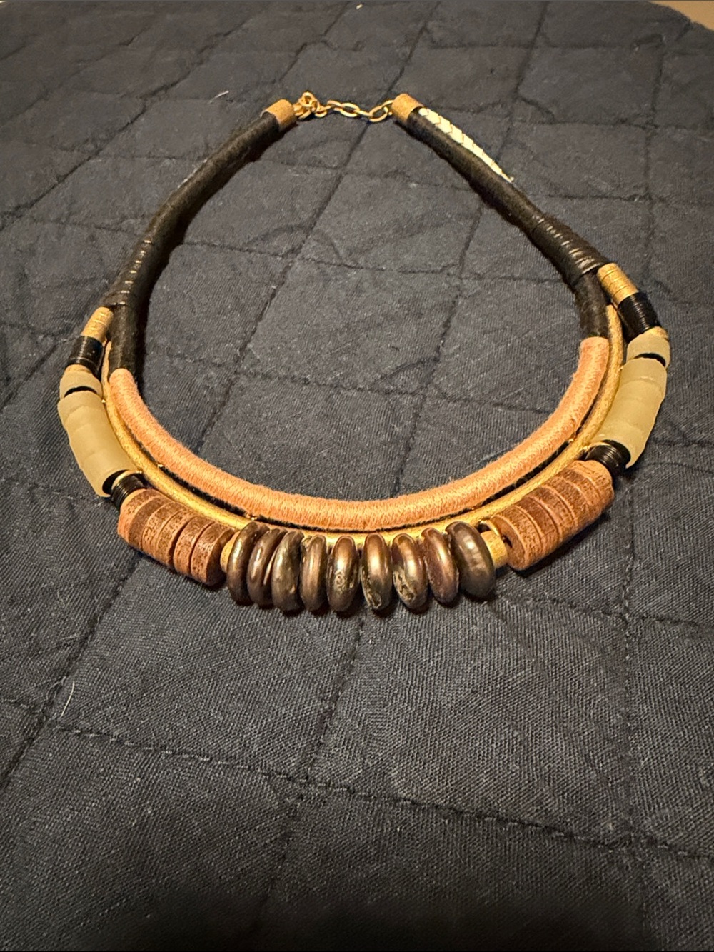 Stella & Dot Brown and Gold Layered Tribal Necklace